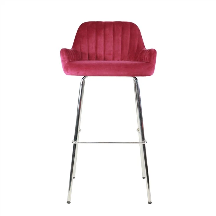 Moderni ergonominen metallijalkojen kangaspäällinen baarituoli aamiaiseksi